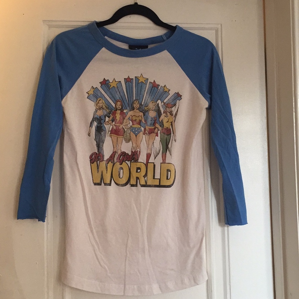 Vintage inspired “Its a Girls World” baseball tee